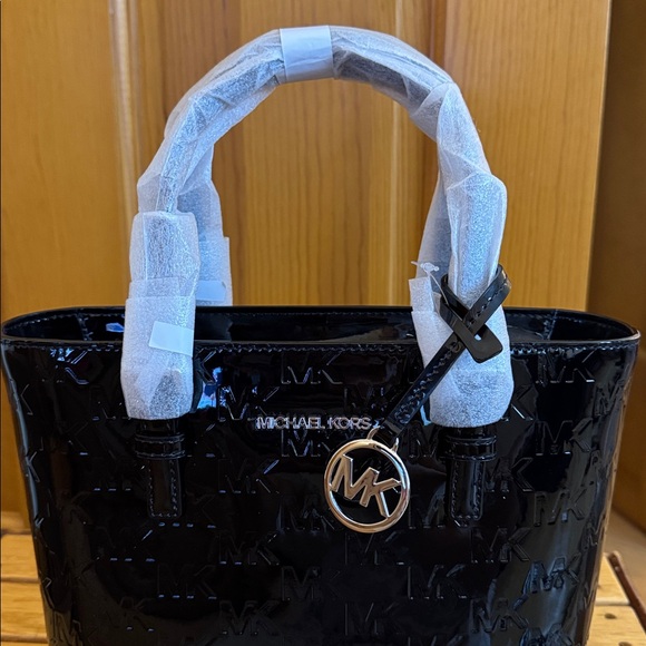 Michael Kors Shiny Black Small Tote Bag - Picture 3 of 3